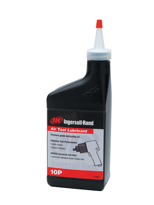 Huile 10P pour outils pneumatiques, bouteille de 0,5 l vue de face en biais