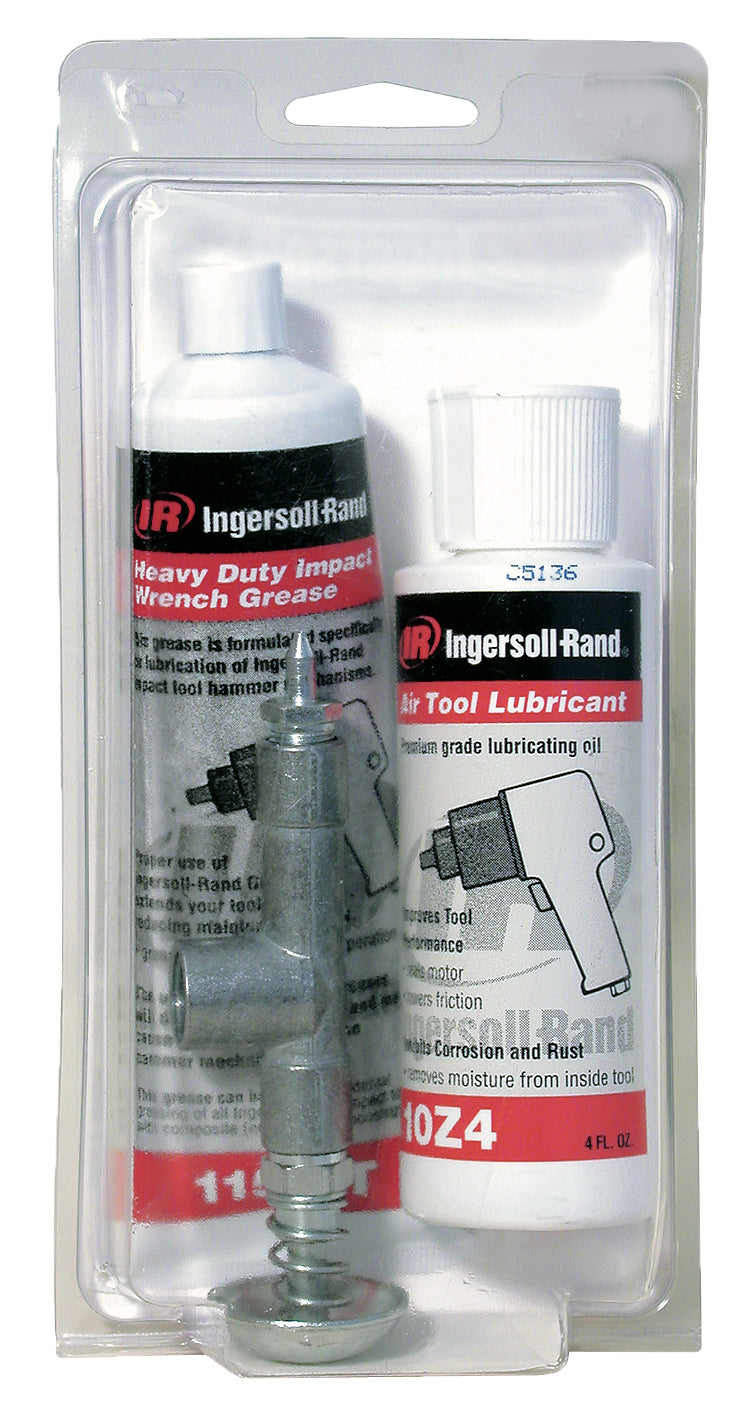 115-LBK1 Kit de lubrifiants pour clé à chocs avec boîtier composite, graisse pour mécanisme de frappe, huile pour moteur pneumatique et pompe à graisse dans un emballage, vue arrière