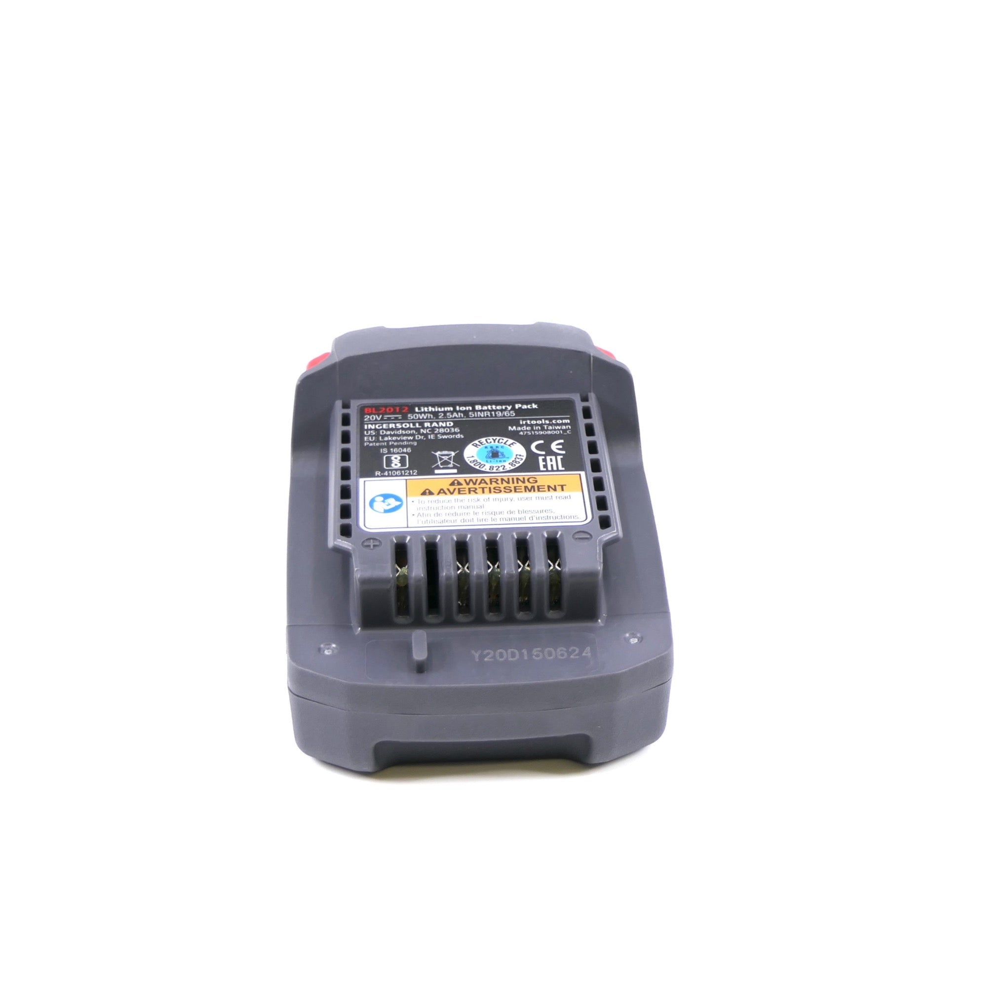 BL2012 BATTERIE Li-Ion 20 V, 2,5 Ah, vue arrière