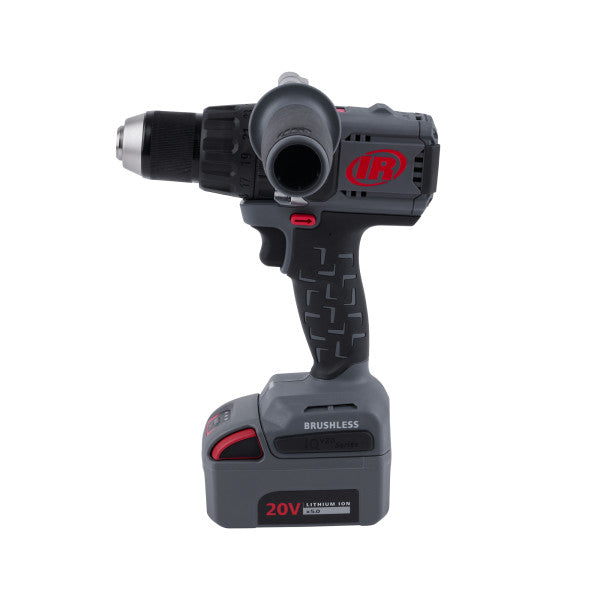 Wiertarko-wkrętarka akumulatorowa SET 20V D5241-K22-EU Ingersoll Rand, wiertarka z dodatkowym uchwytem i akumulatorem, widok z lewej strony