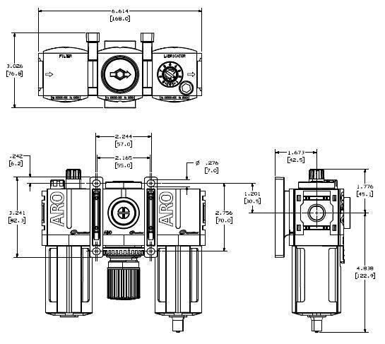 Rysunek do C382C1-811 Filtr-regulator-smarownica 3-częściowy zestaw 3/8" BSP Seria ARO-Flo
