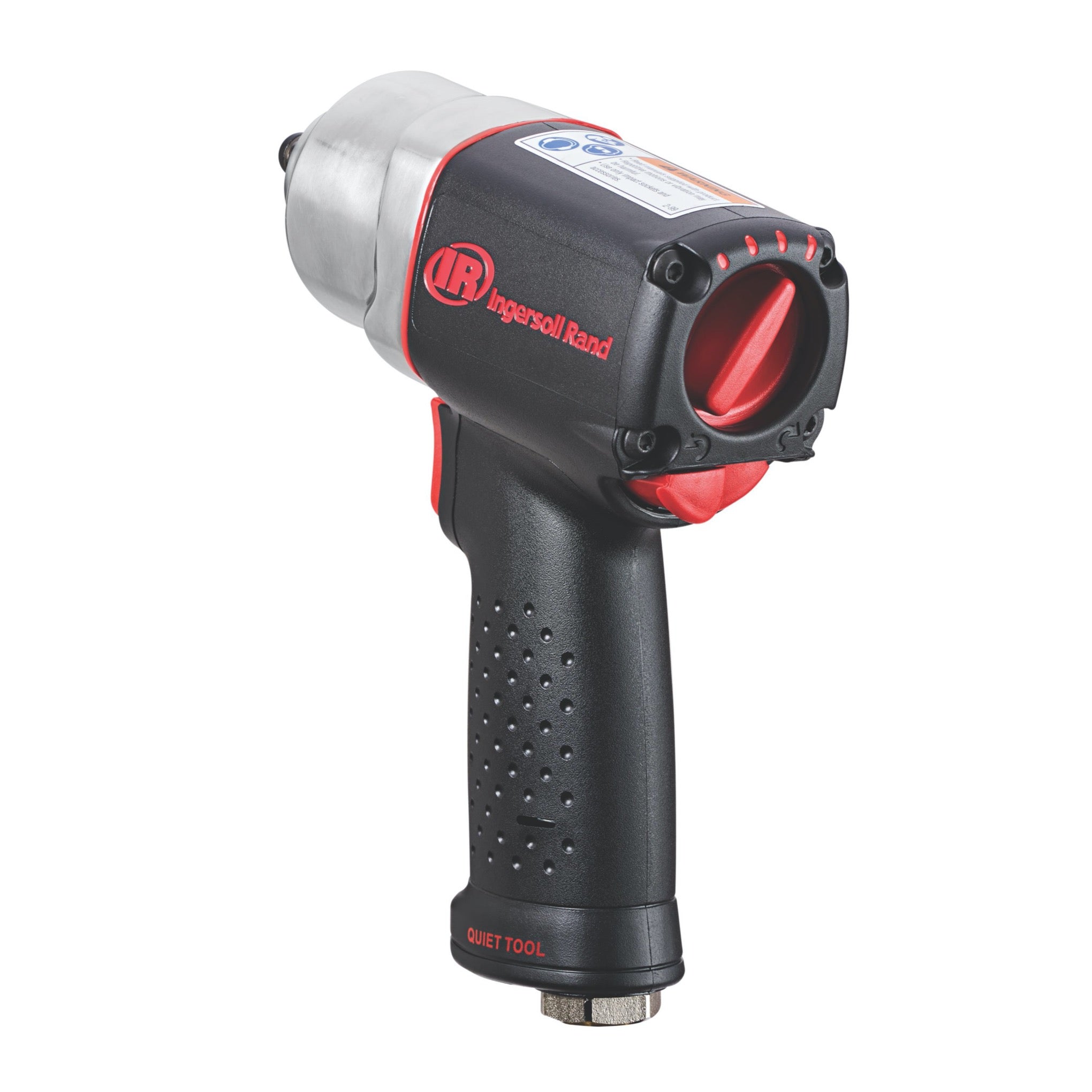 Klucz udarowy pneumatyczny 2115QXPA 3/8” Ingersoll Rand, widok z tyłu na 4-stopniowy regulator mocy i ukośny widok na lewą stronę