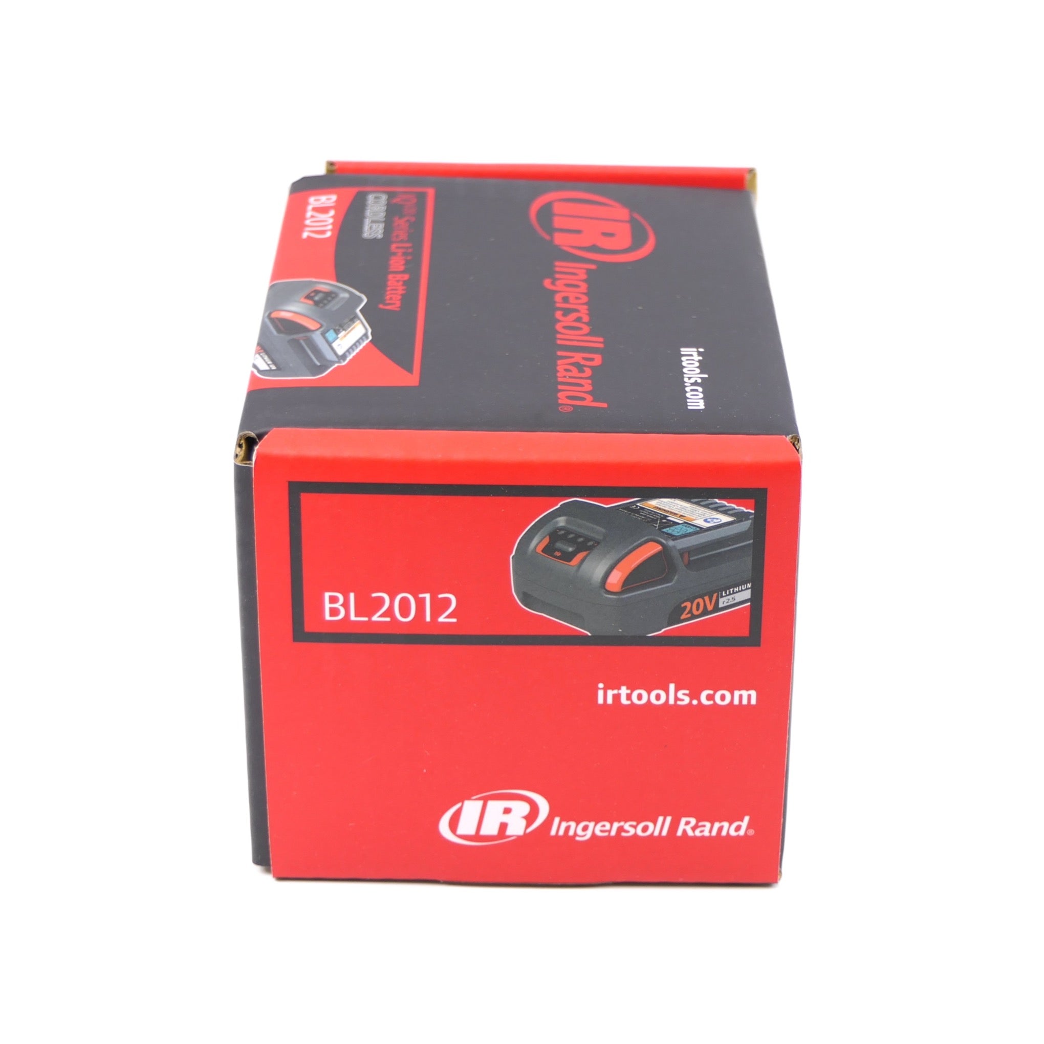 BL2012 AKKU Li-Ion 20 V, 2,5 Ah Ingersoll Rand, widok w opakowaniu z boku i z góry
