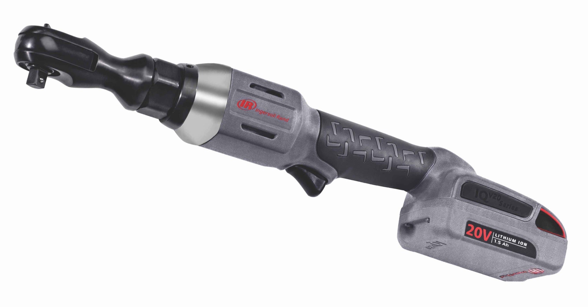 Klucz udarowy akumulatorowy 20 V 3/8” R3130 Ingersoll Rand, widok z boku po lewej stronie z akumulatorem 2,5 Ah