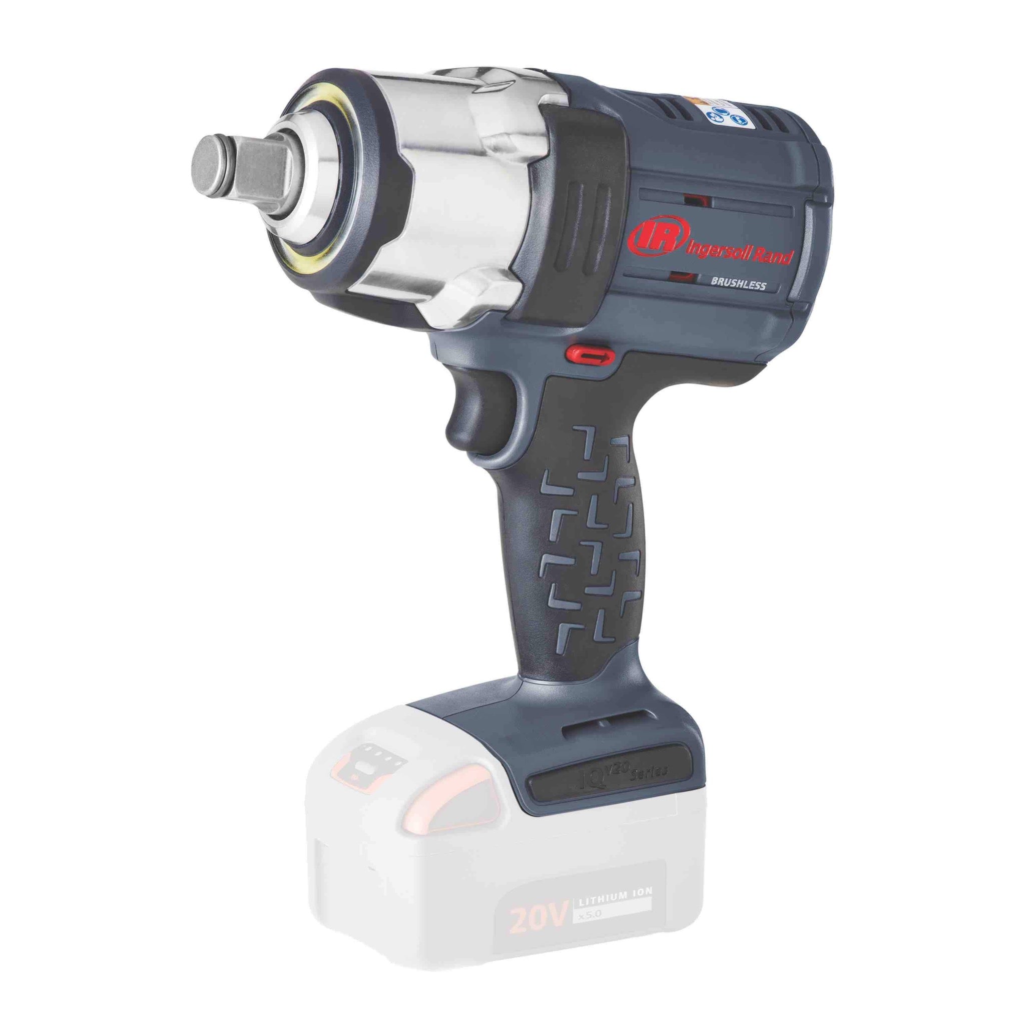 AKKU Klucz udarowy W7172 20 V 3/4” Ingersoll Rand 2033 Nm Maszyna bez AKKU, widok z boku z przodu po lewej stronie