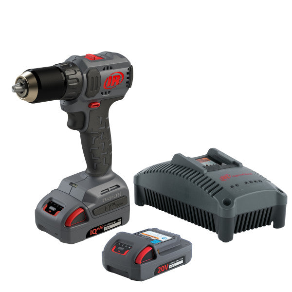 ACCU drill driver SET D3141-K22-EU 20V Ingersoll Rand, in the background left machine with one ACCU 2.5 Ah, right charger BC1121-EU and in front second ACCU