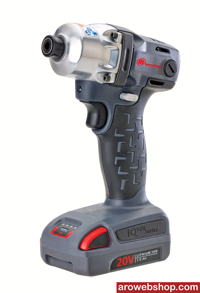 AKKU impact wrench from SET 20V 1/4" Hex W5111-K22-EU Ingersoll Rand 215 Nm, machine with AKKU in oblique side view on the left and from the front 