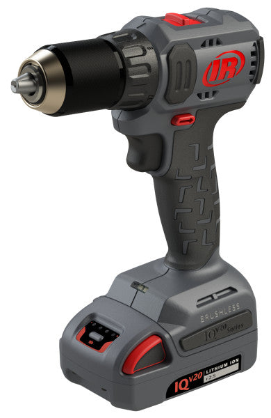 Juego de taladro atornillador a batería D3141-K22-EU 20 V Ingersoll Rand, taladro con batería de 2,5 Ah en vista lateral izquierda inclinada