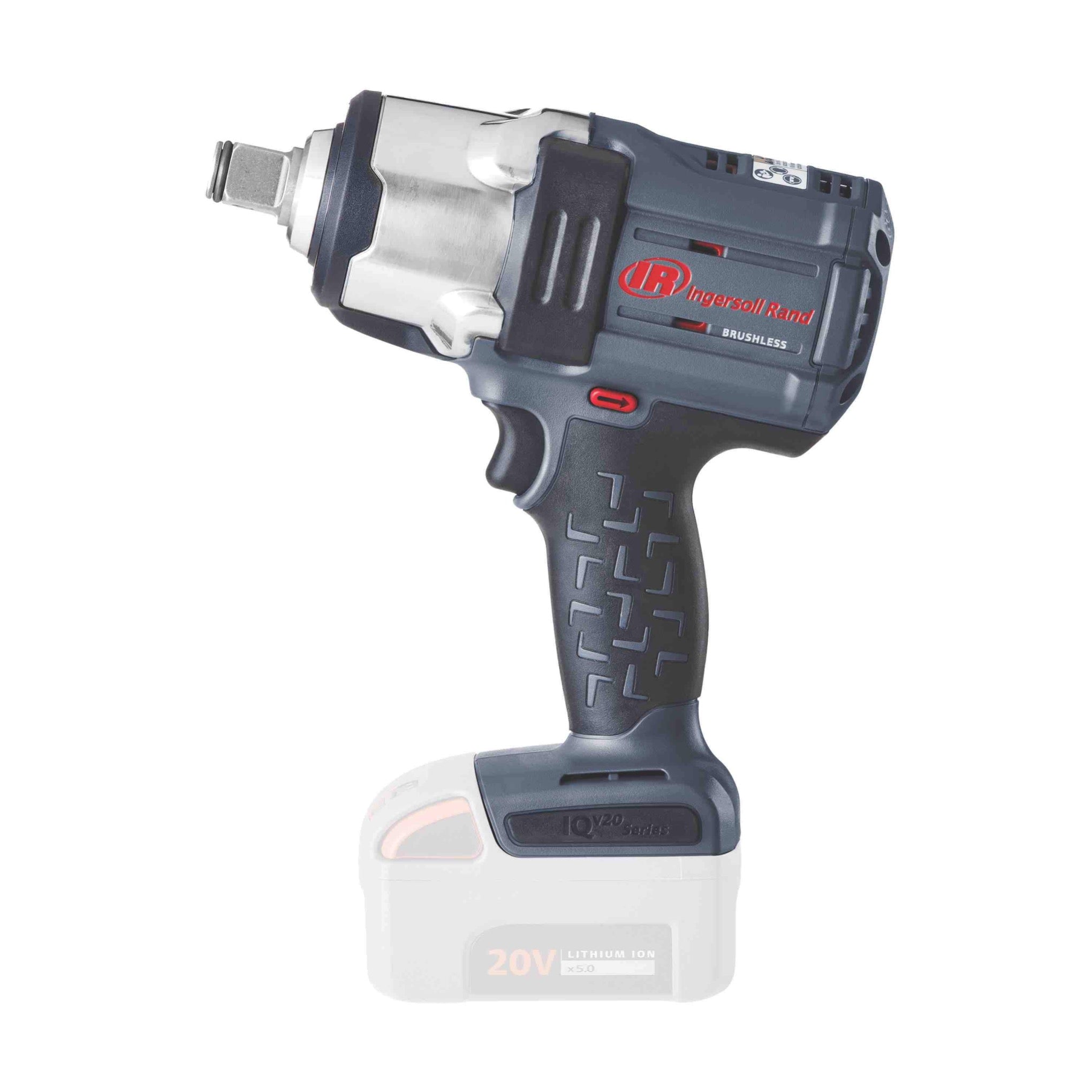 AKKU Klucz udarowy W7172 20 V 3/4” Ingersoll Rand 2033 Nm Maszyna bez AKKU, widok z boku po lewej stronie
