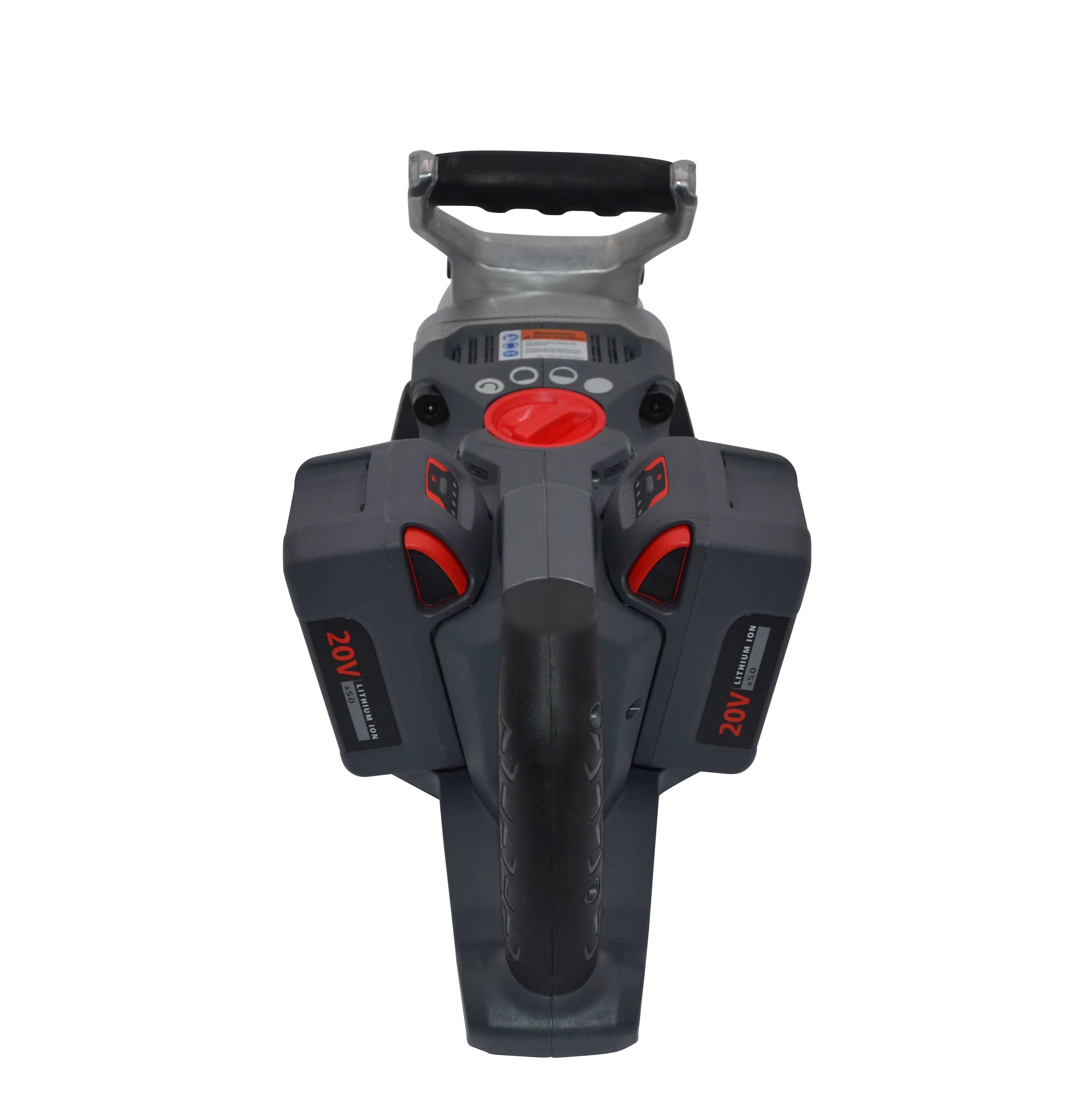 Akumulatorowa wkrętarka udarowa W9491 2 x 20 V z napędem 1" Ingersoll Rand, widok maszyny od góry z 4-stopniowym regulatorem mocy i funkcją cofania, tutaj z odpowiednim akumulatorem 2 x 5,0 Ah.