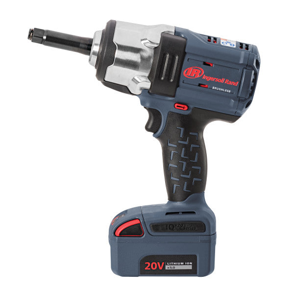 AKKU rázový uťahovák W7252 20V 1/2" Ingersoll Rand zo SETU W7252-K22B-EU pohľad zboku vľavo s AKKU BL2022 5,0 Ah