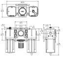 Zeichnung zu C383D1-811 Filter-Regler-Öler 3tlge Kombination 1/2" BSP ARO Flo-Serie