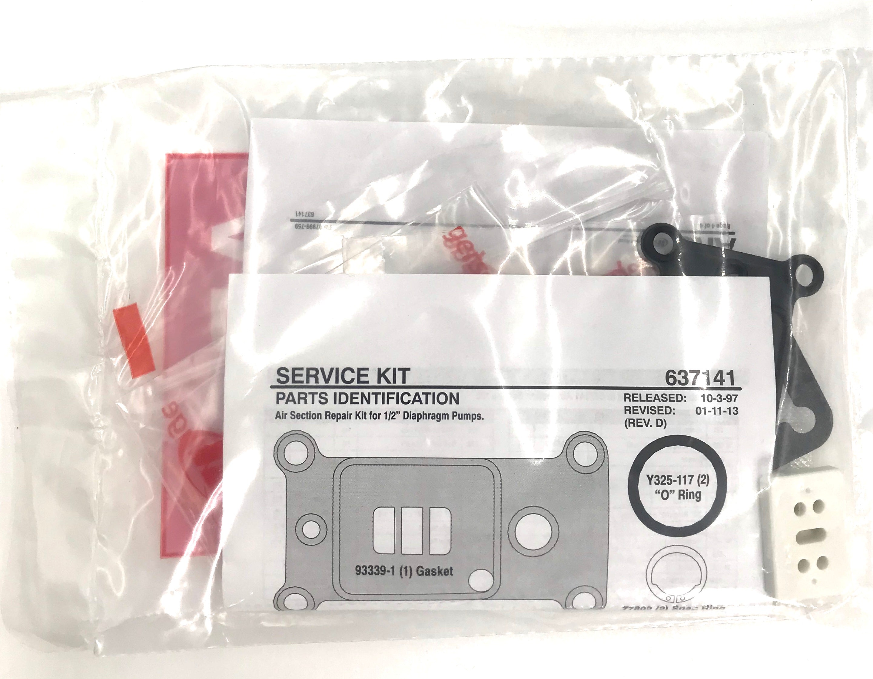 637141 ARO Original Service-Kit für Luftmotor 66605X-XXX inkl. aller notwendiger Dichtungen und Schmierstoff für das Service am Luftmotor, Rückseite der Verpackung mit Inhalt