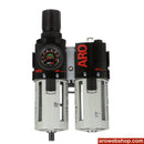 C381B1-600 Filter-Regler-Öler 2-teilige Kombination 1/4" ARO Flo-Serie 1000 Polycarbonatbehälter mit manuellen Ablass von vorne