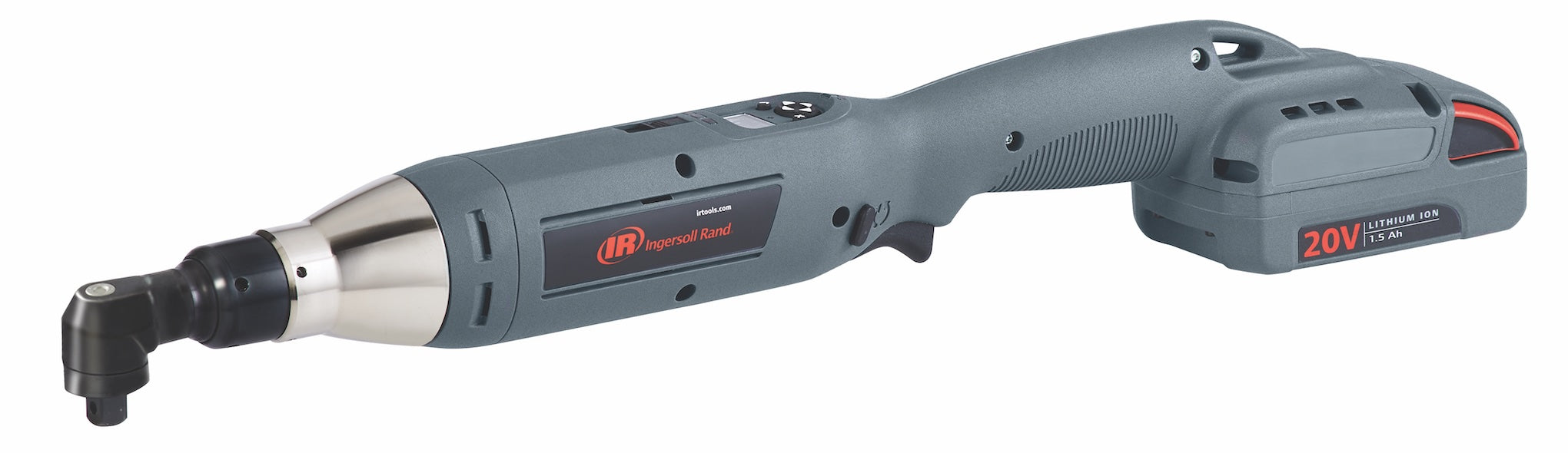 QXC Präzisions-Akku-Winkelschrauber der QX-Series™ Ingersoll Rand in schräger linker Seitenansicht mit Akku