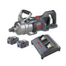 AKKU Schlagschrauber SET W9491-K2E-EU 20V 1" Ingersoll Rand Maschine in schräger Seitenansicht mit 2x AKKU BL2022 5,0 Ah und Dual Ladegerät BC1221-EU